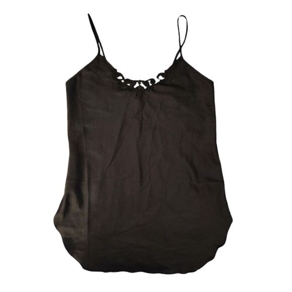 VTG 80s Black Satin Floral Crochet Mini Intimates Slip Dress Size Large - Picture 3 of 12